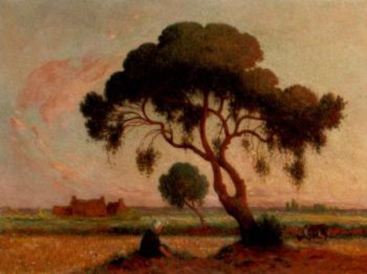 Bretonne assise sous le grand arbre by Ferdinand du Puigaudeau