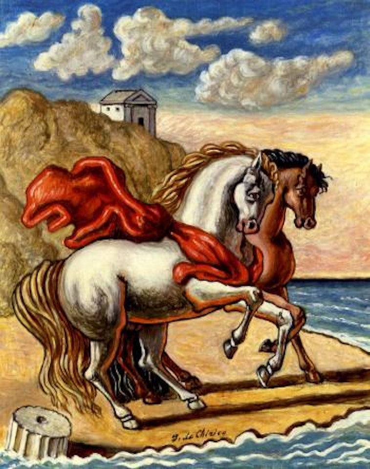 Due cavalli in riva al mare - Two horses by the seaside by Giorgio de Chirico
