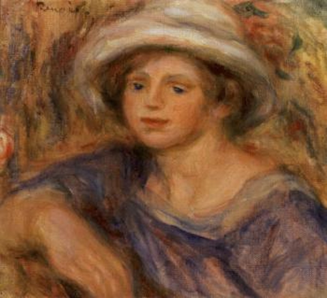 Buste de jeune fille au chapeau blanc by Pierre-Auguste Renoir