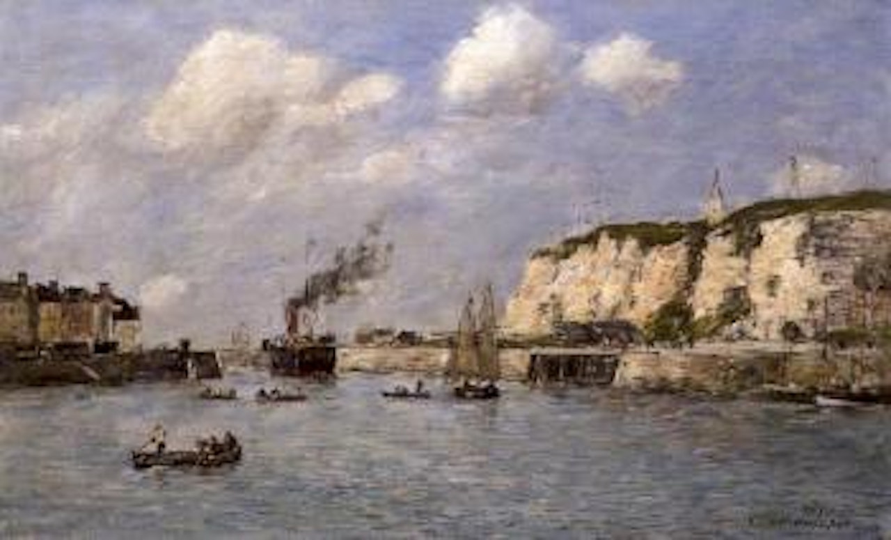 L'entree du port, Dieppe by Eugène Boudin