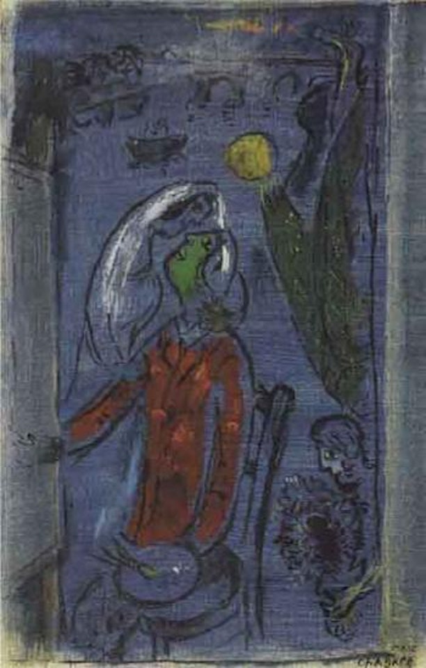 Les amoureux au pont by Marc Chagall