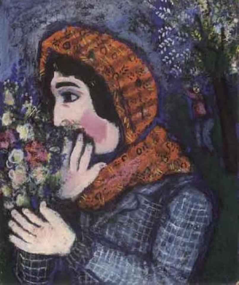 Femme et fleurs au foulard by Marc Chagall