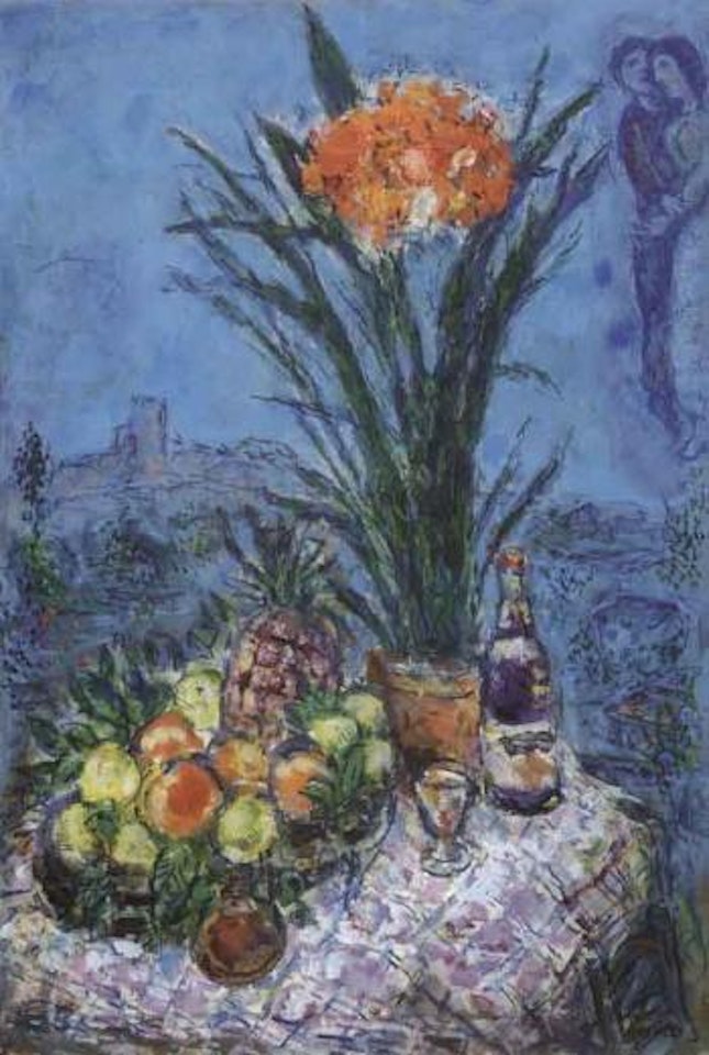 Nature morte a l'ananas et a la bouteille a Saint-Paul by Marc Chagall