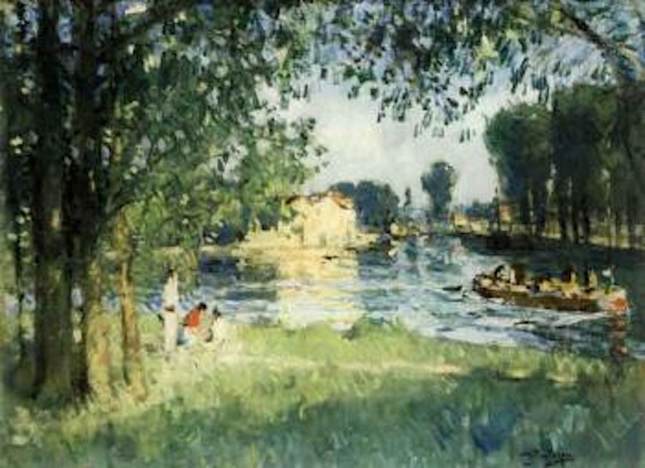 L'apres-midi sur la Marne by Pierre Eugène Montezin
