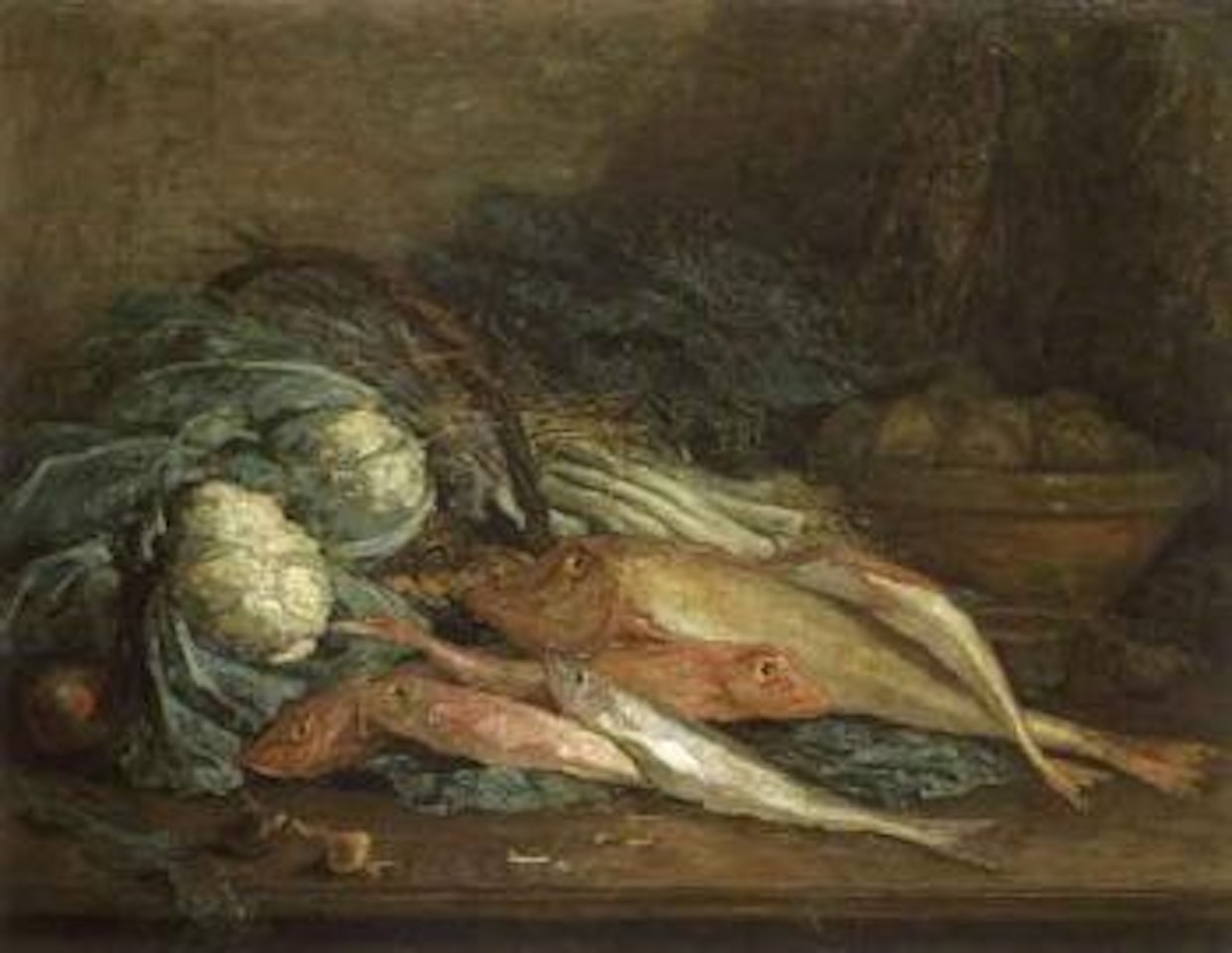 Nature morte aux legumes et aux poissons by Eugène Boudin