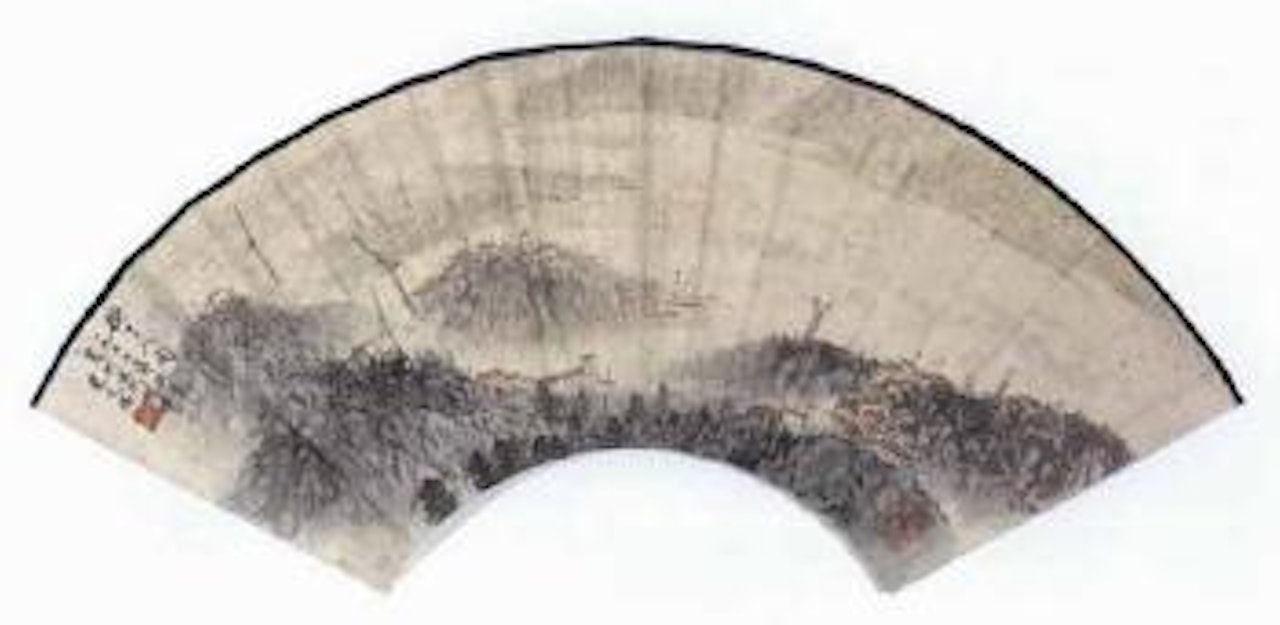 Landscape with bridge building by Song Wenzhi