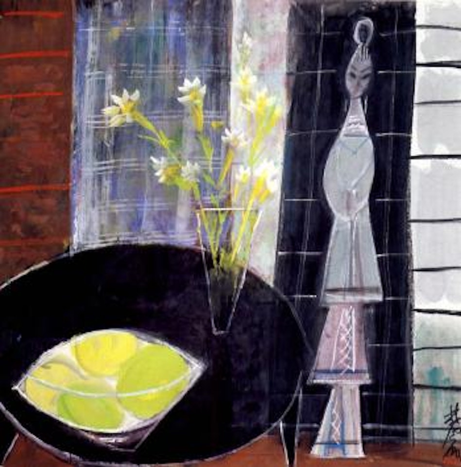 Lady and still life by Lin Fengmian