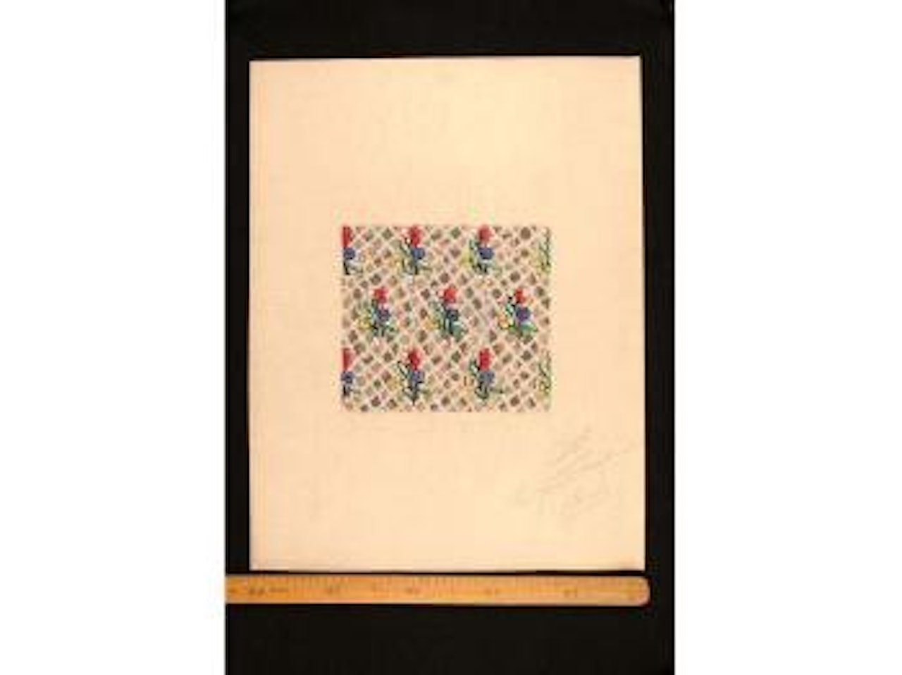 Bouquets de fleurs polychromes sur fond mosaique by Raoul Dufy