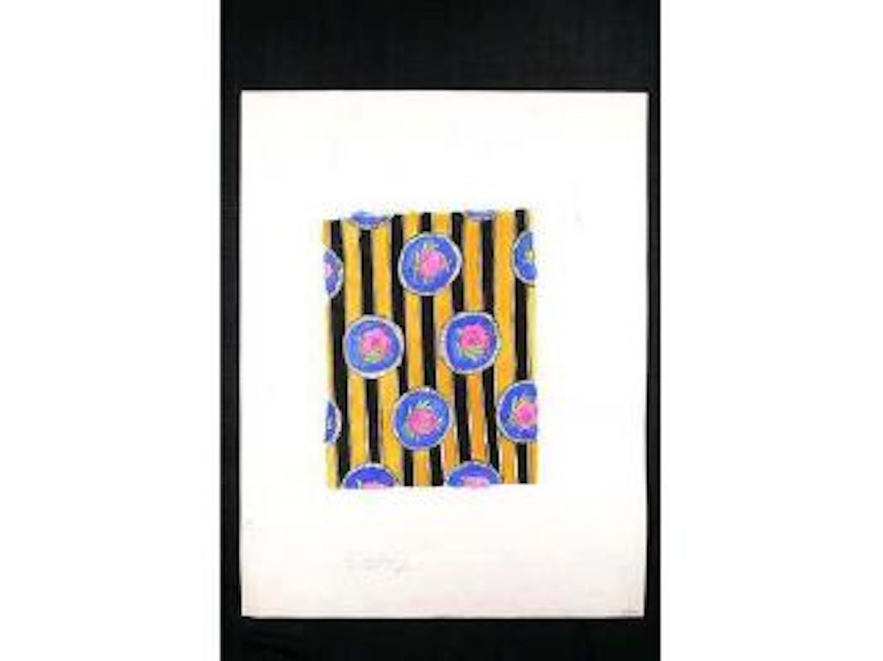 Boutons de roses sur fond raye jaune et noir by Raoul Dufy