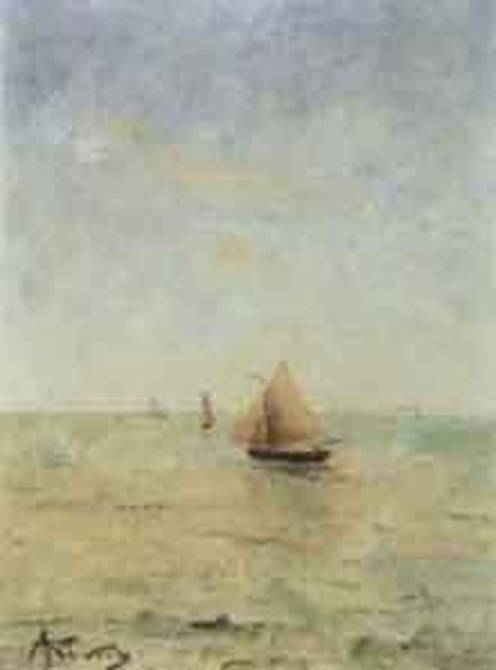 Marine animee de voiliers by Alfred Stevens