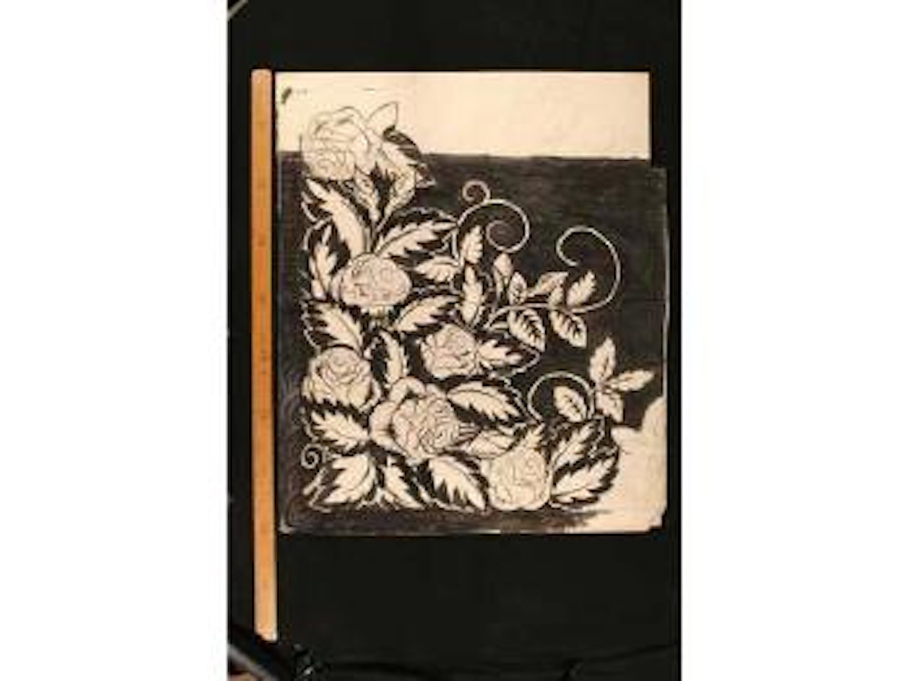 Projet de chale, composition florale sur fond noir by Raoul Dufy