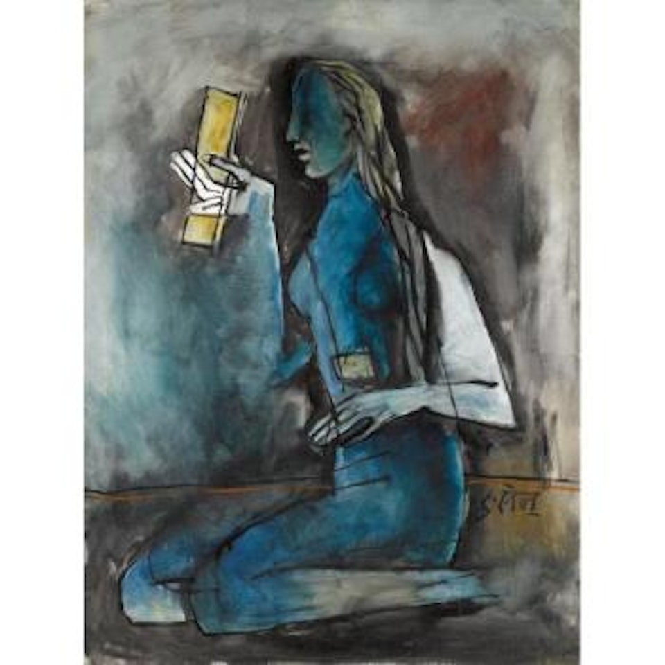 Blue girl by M.F. Husain