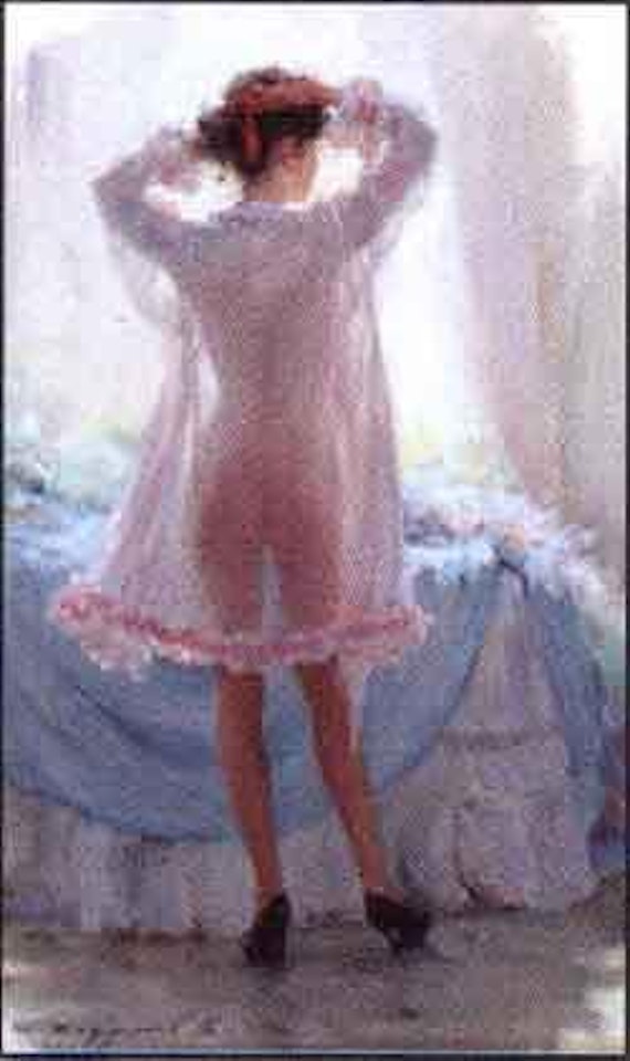 White silk negligee by Constantin Razoumov