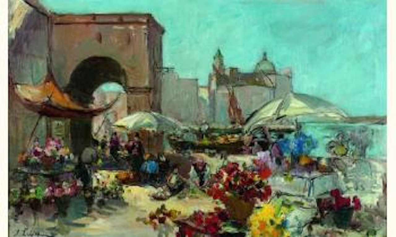 Le marche aux fleurs by Georgij Aleksandrovic Lapschin