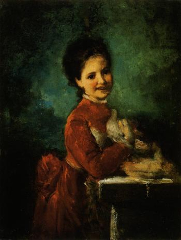 Girl in red velvet dress by Hermann Kern