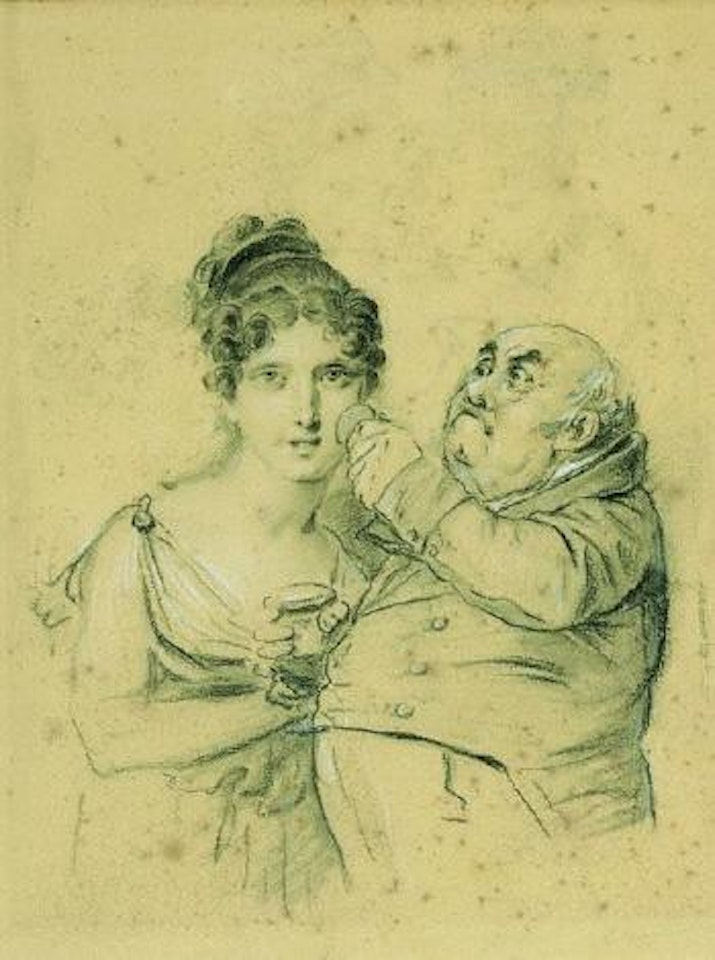 Un homme poudrant le visage d'une jeune femme by Louis-Leopold Boilly