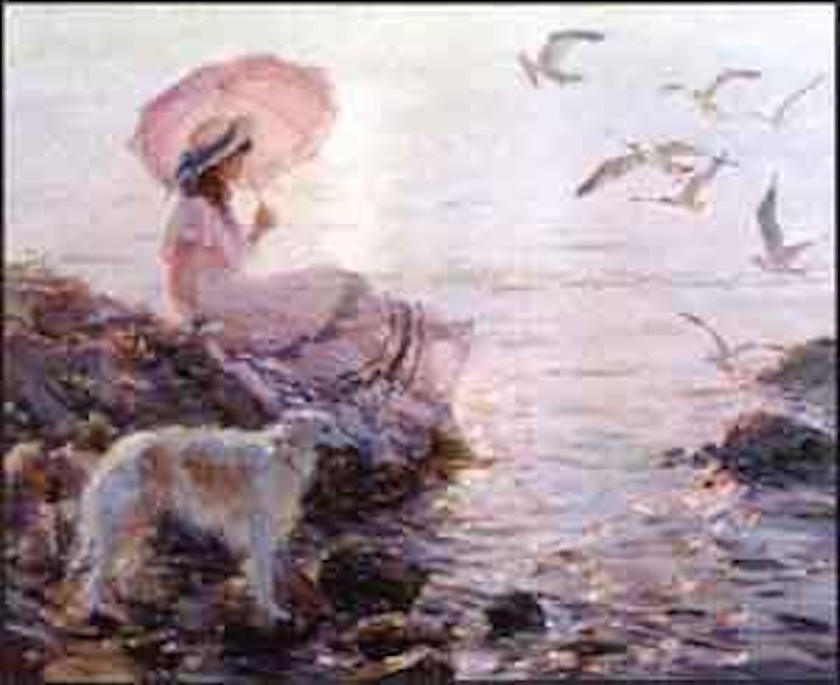Borzoi looking at seagulls by Constantin Razoumov