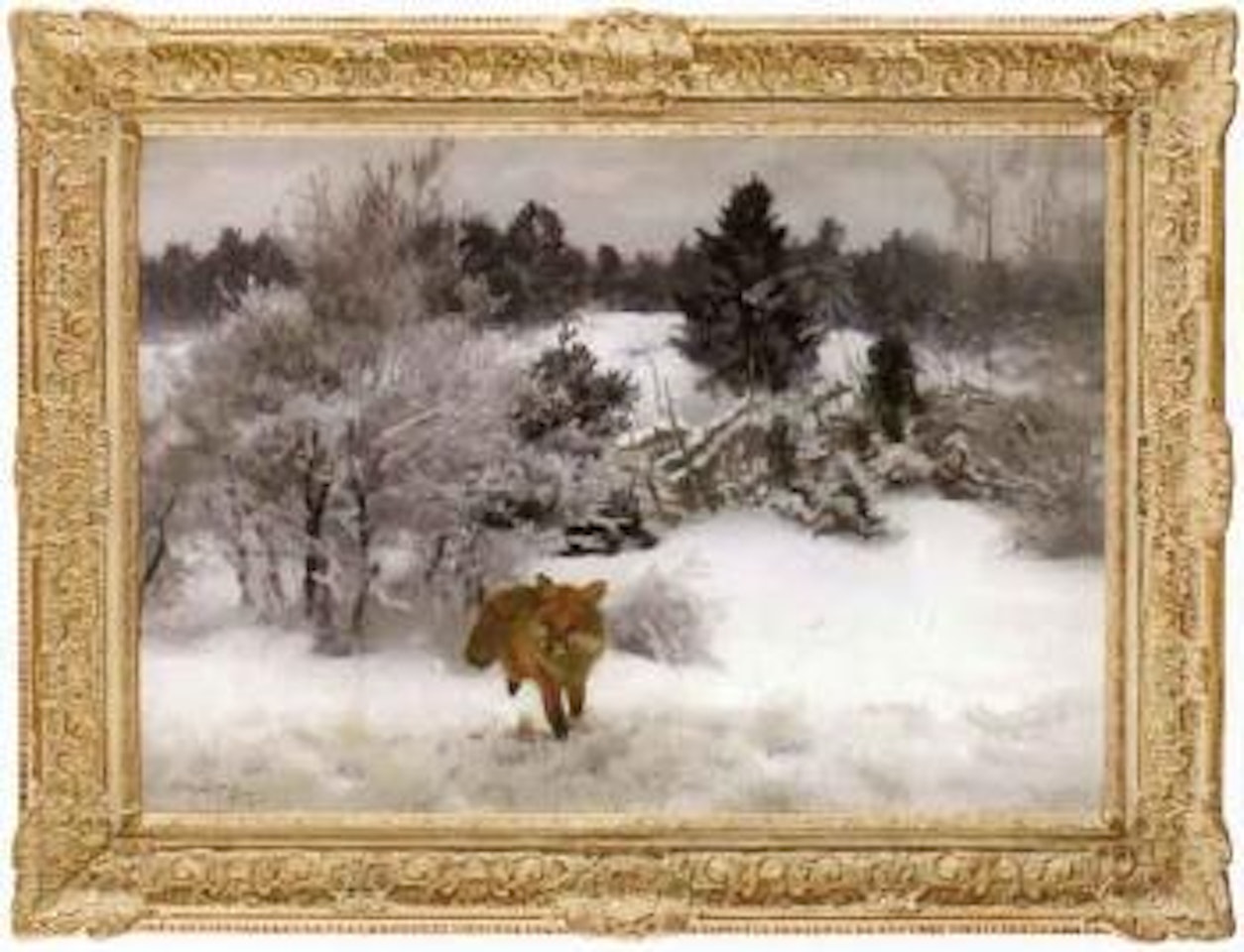 Winter landscape with fox by Bruno Liljefors