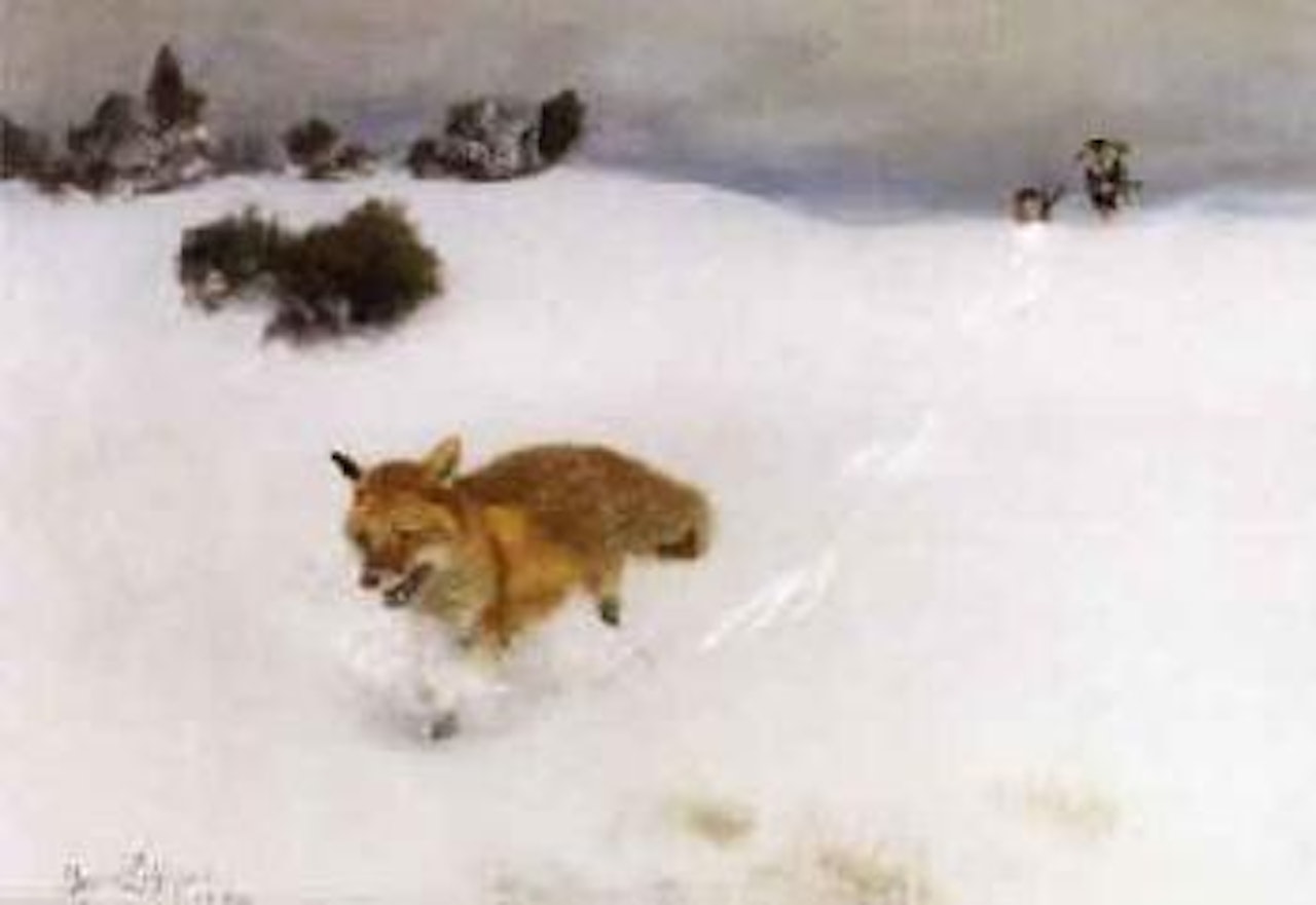 Fox and hounds by Bruno Liljefors