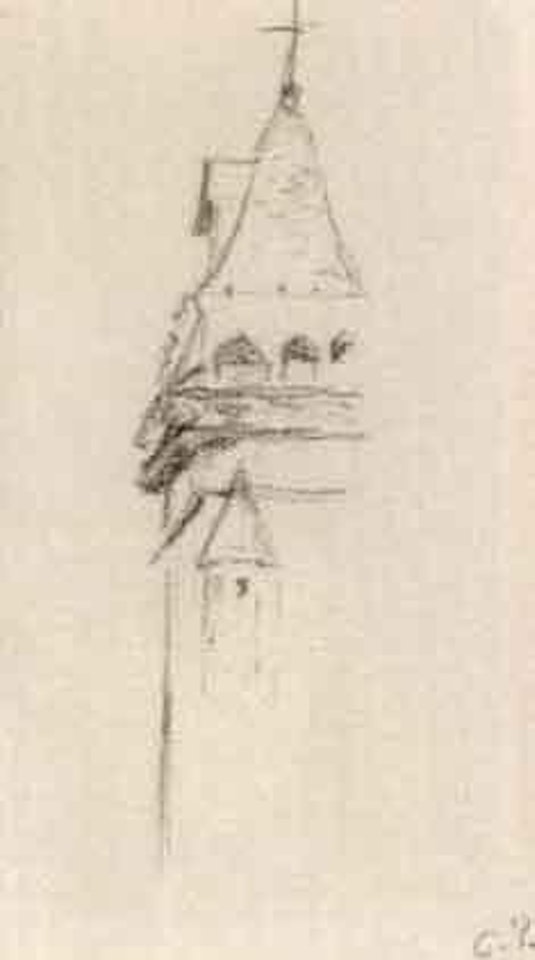 Le clocher by Camille Pissarro