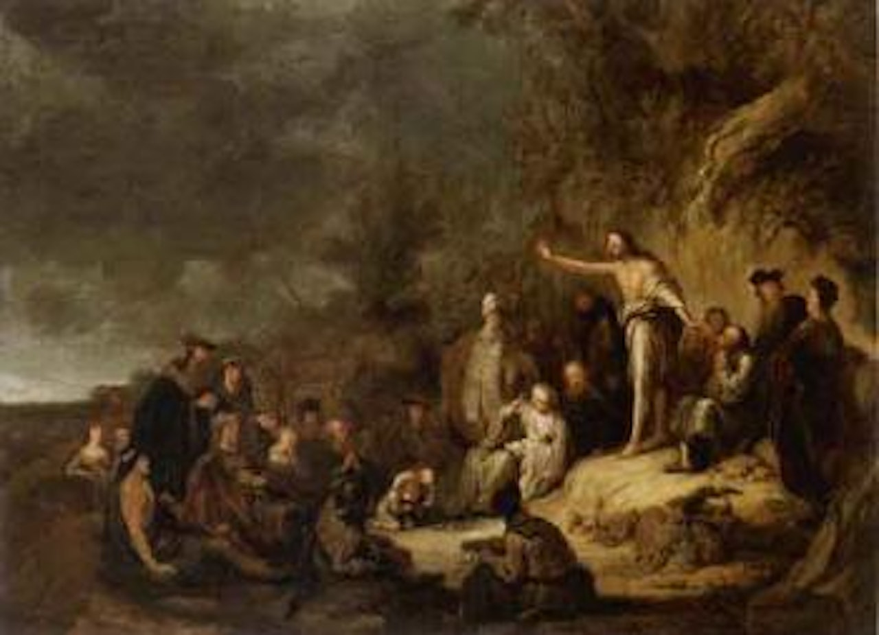 Saint John the Baptist preaching by Attributed to Rembrandt Harmensz van Rijn