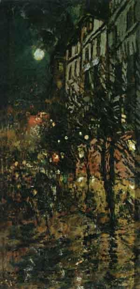 Parisian street scene at night by Konstantin Alekseevich Korovin