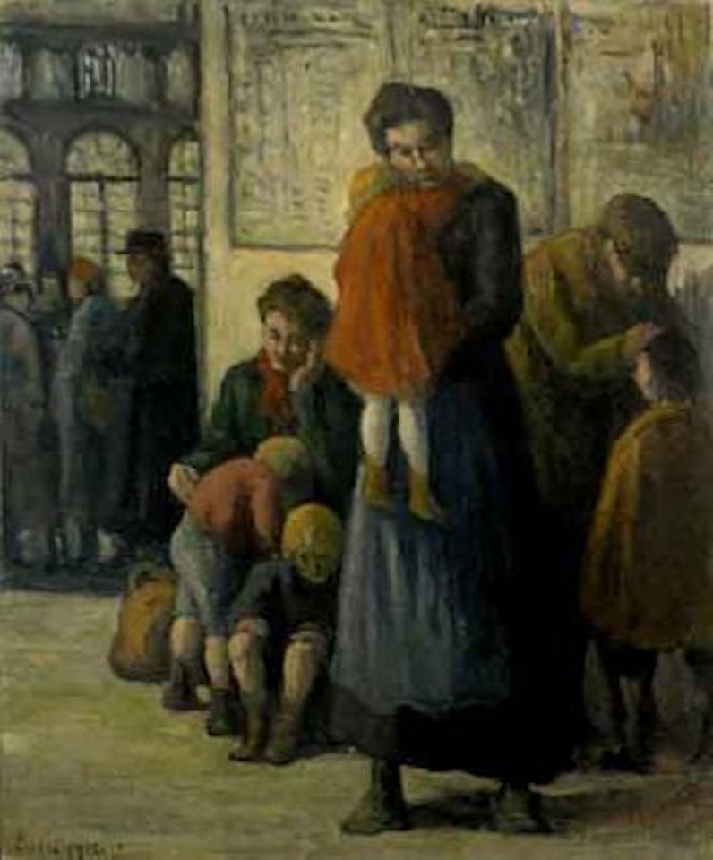 L'attente dans la gare by Maximilien Luce