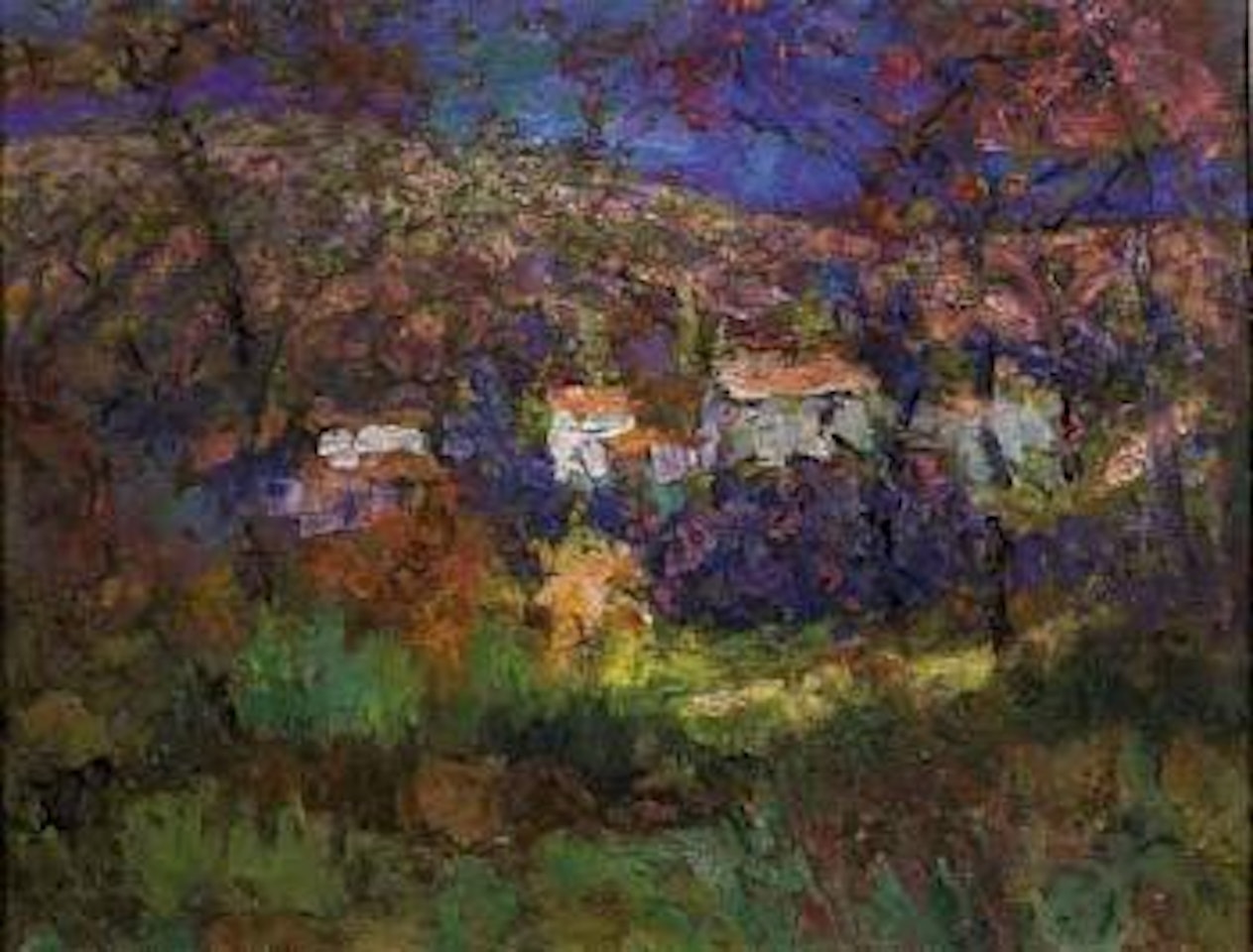 Village dans l'aube en automne by Victor Charreton