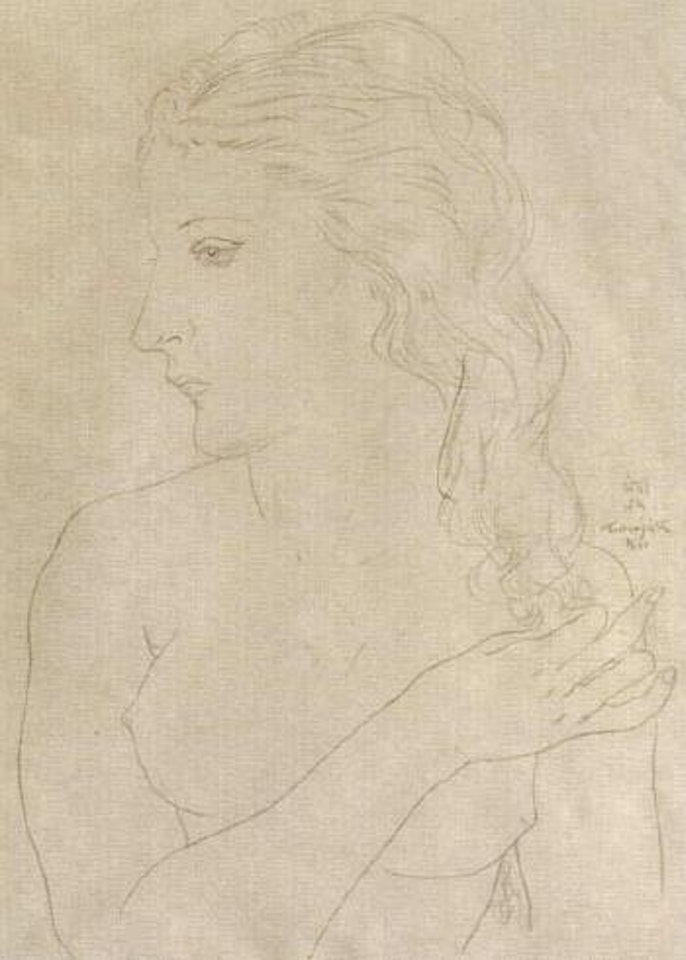 Jeune femme aux longs chevaux by Leonard Tsuguharu Foujita