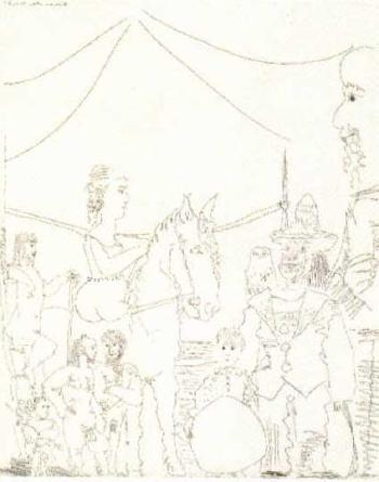 Au cirque, groupe avec ecuyere et clown by Pablo Picasso