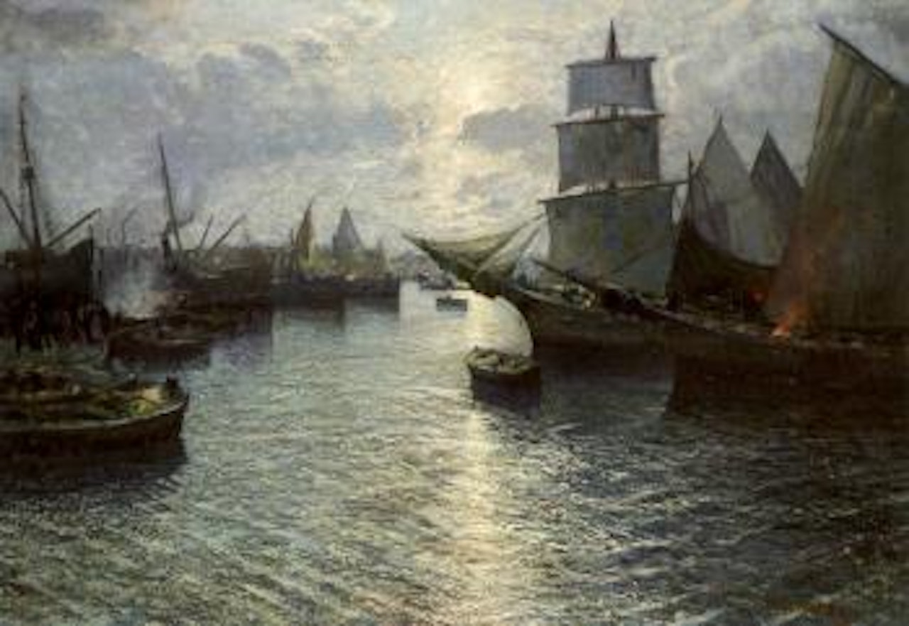Moon reflections amongst boats by Fausto Pratella