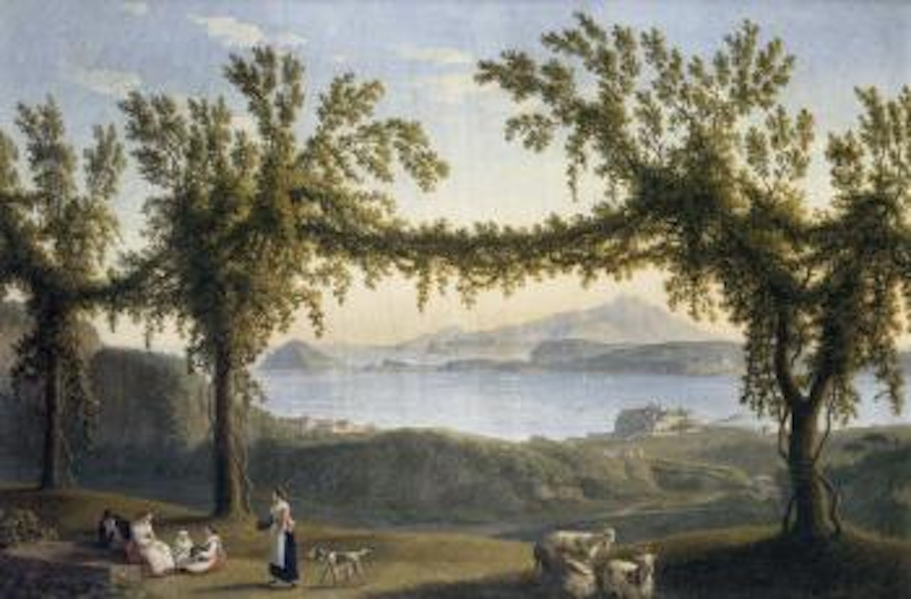 Country folk resting beneath vines by Jacob Philipp Hackert