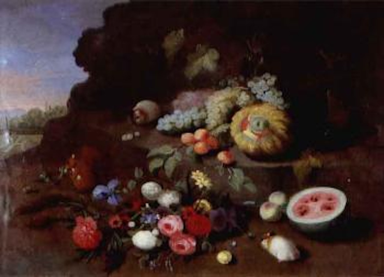 Still life of flowers with squirrel by Jan Van Kessel The Elder
