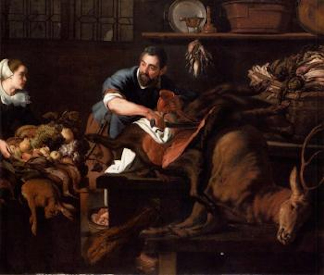 Kitchen interior by Flemish School