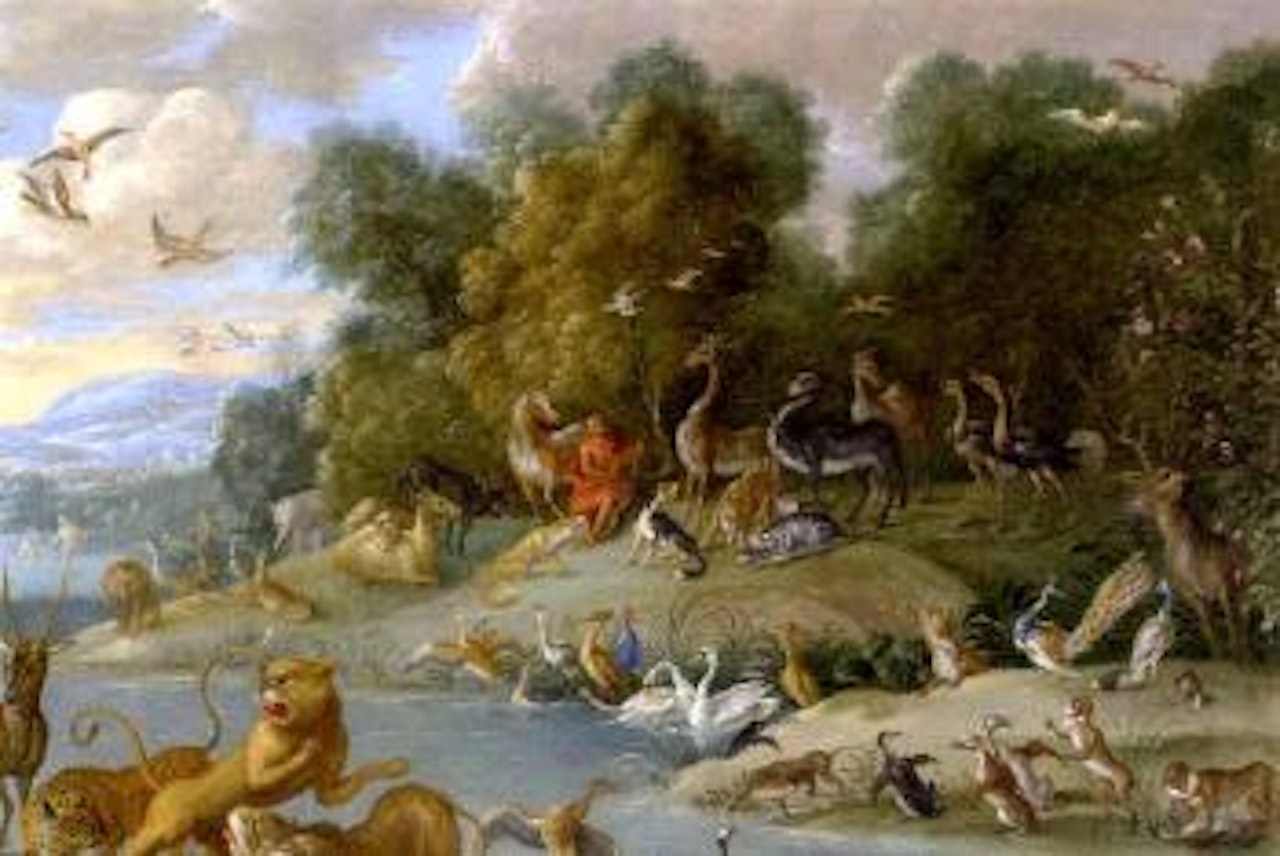 Landscape with animals and birds by Jan Van Kessel The Elder