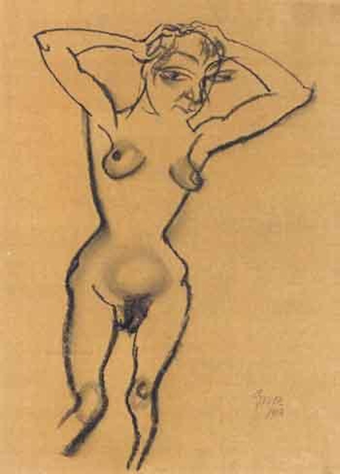 Female nude standing by George Grosz