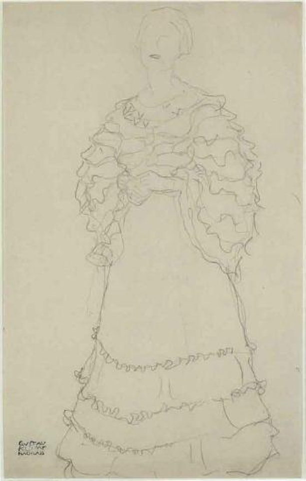 Portrait of Magda Mautner-Markhof with hands clasped by Gustav Klimt