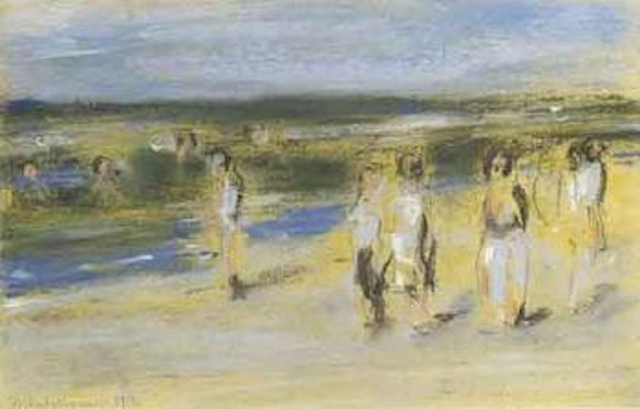 Bathers and boys dressing on Nordwijk beach by Max Liebermann