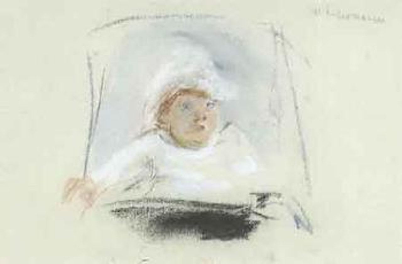 Artist's grandchild in pushchair by Max Liebermann