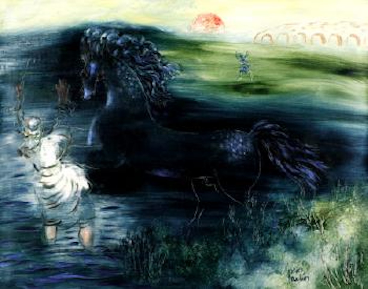 Blue horse in Cesarea by Reuven Rubin