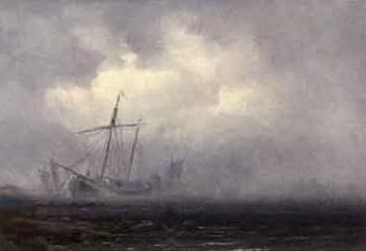 An meine liebe Julie - Seascape with sailing vessels by Anton Melbye
