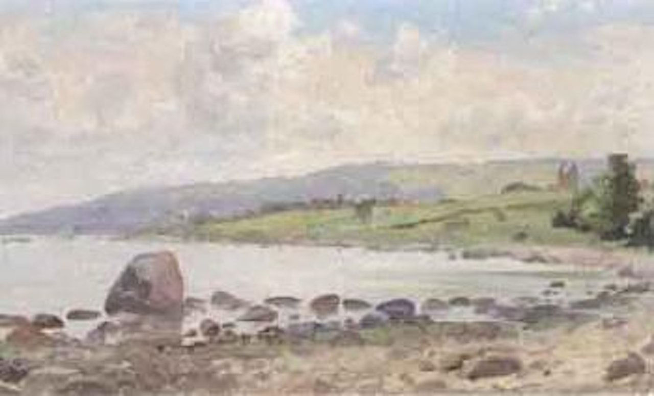 Coastal landscape with large stone by Paul Fischer