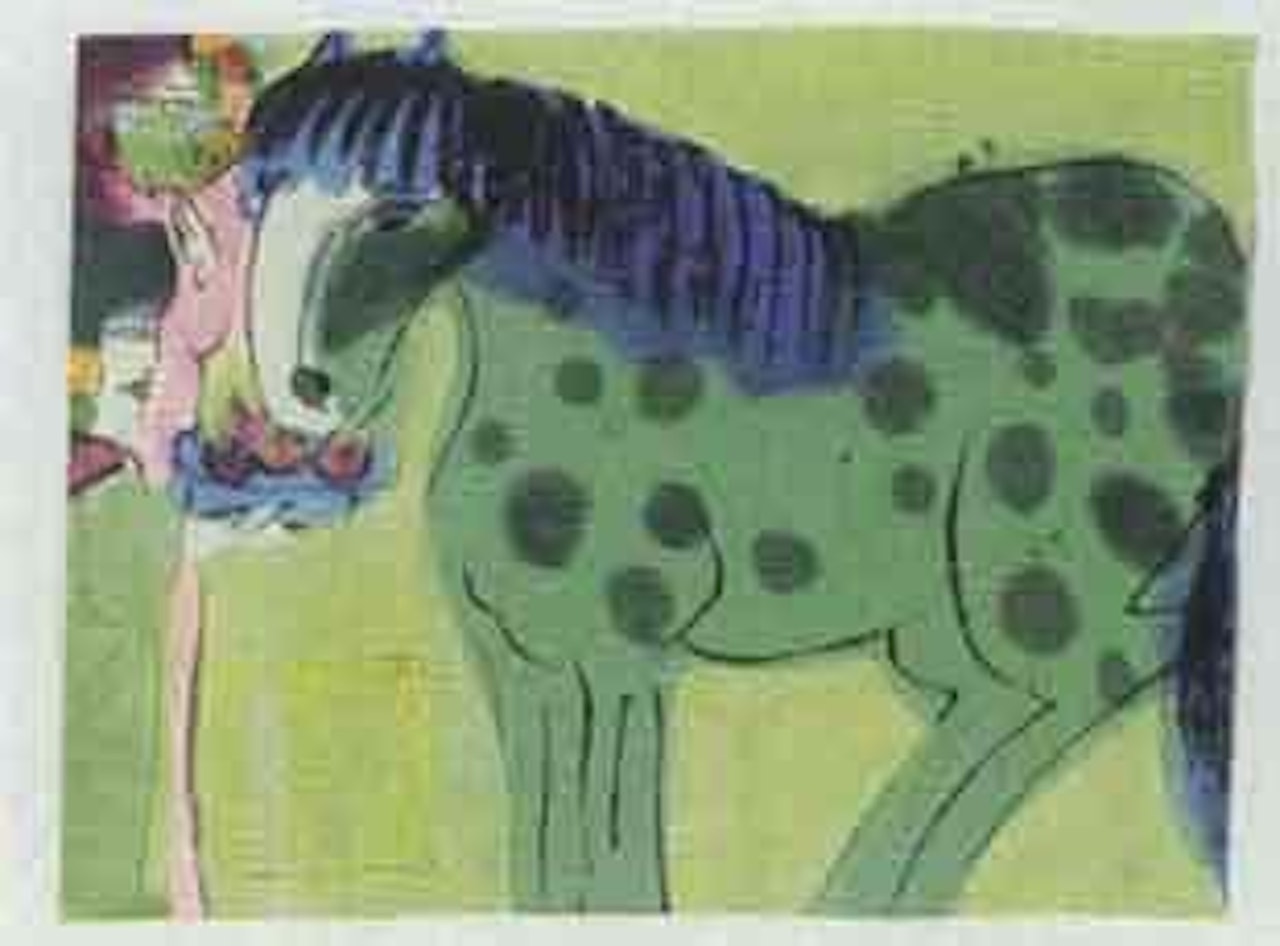 Horse and women with apples by Walasse Ting