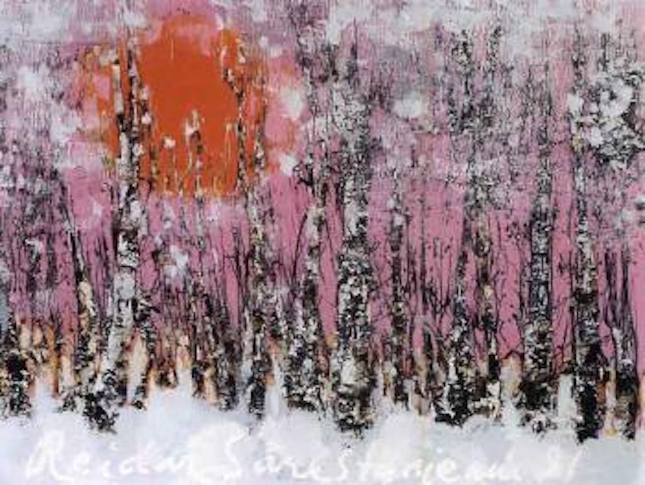 Frozen birch grove by Reidar Särestöniemi