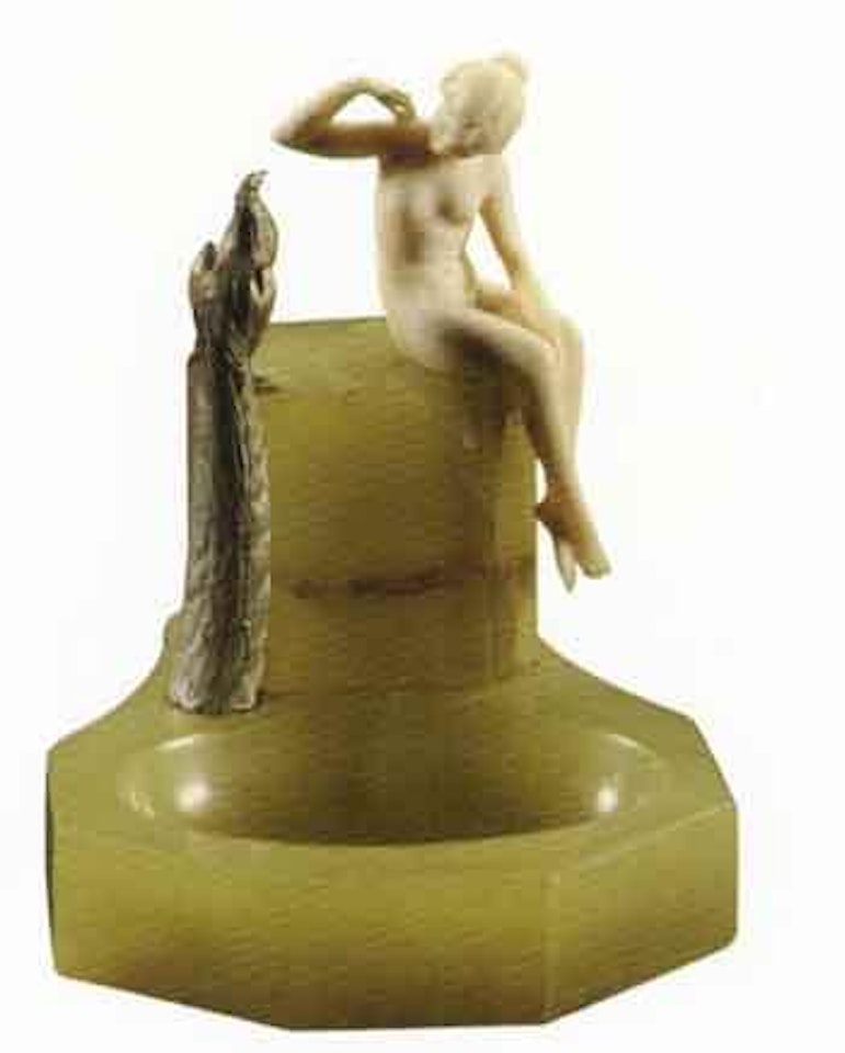 Seated nude and peacock by Ferdinand Preiss