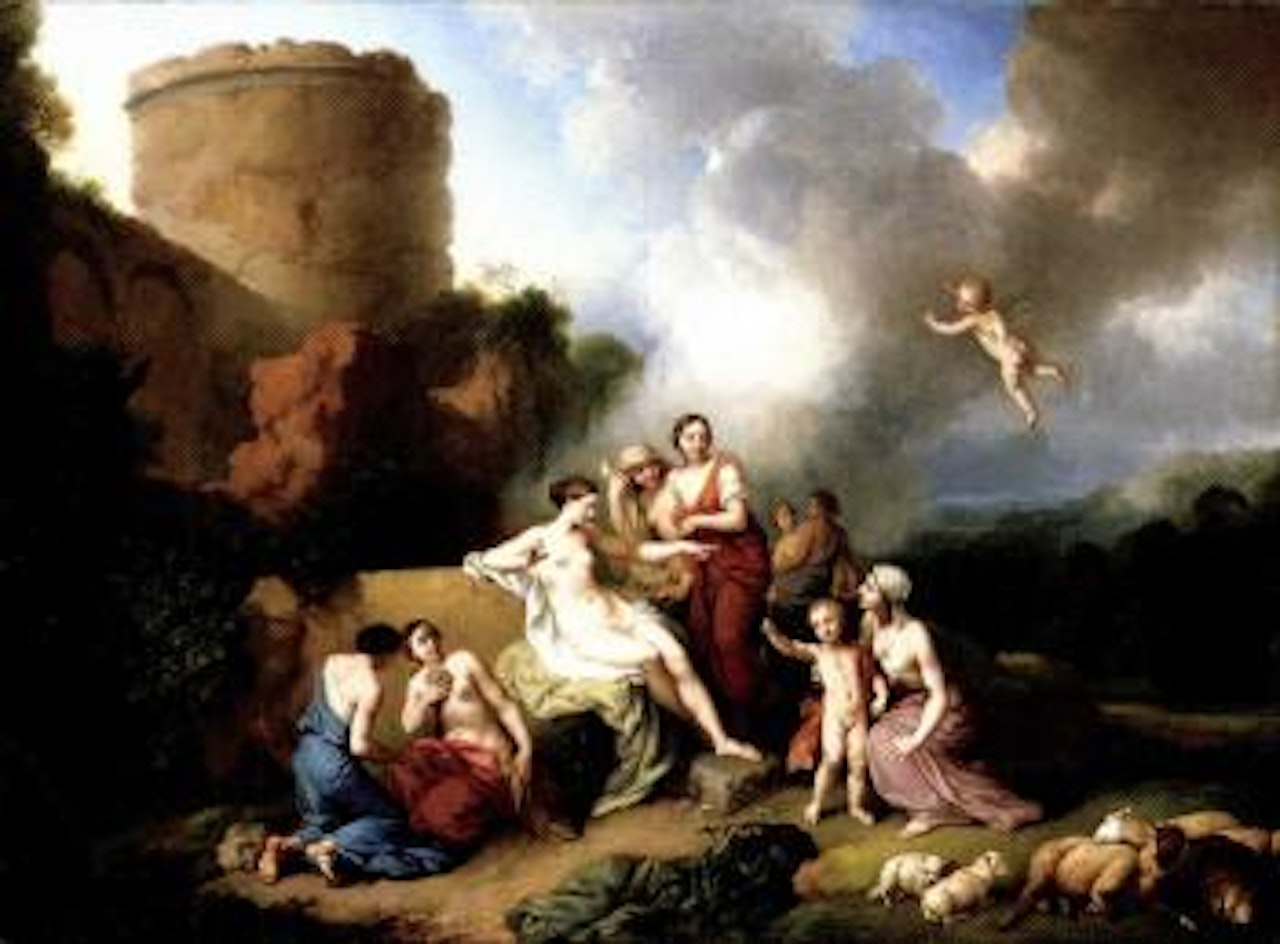 Classical landscape with Venus and Cupid and attendant nymphs by Christian Wilhelm Ernst Dietrich