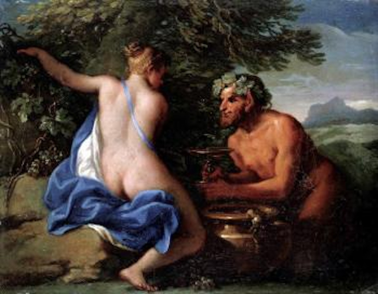 A nymph and a satyr by Filippo Lauri