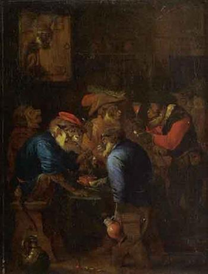 Singerie, reunion de fumeurs a la taverne by David Teniers II