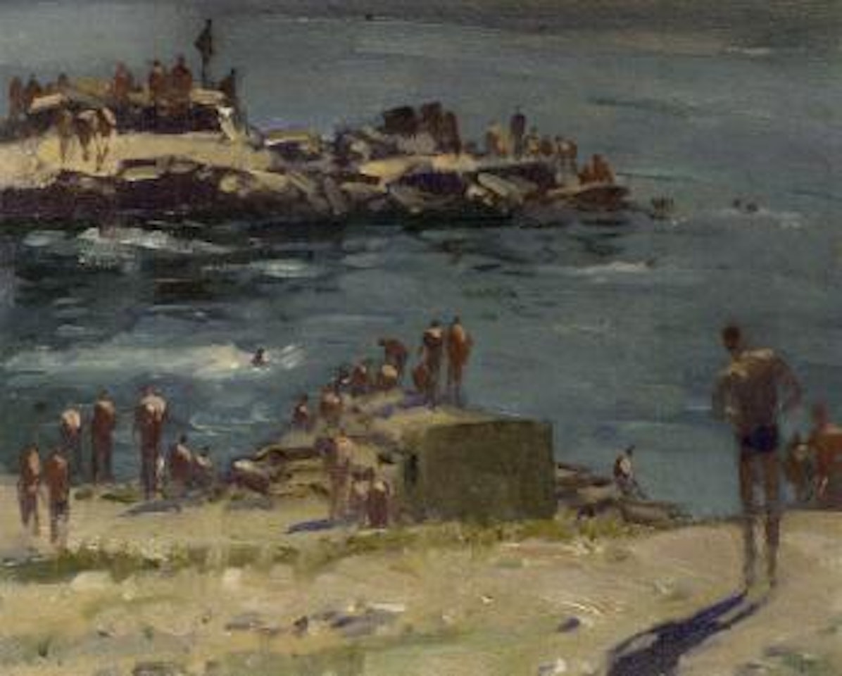 Soldiers bathing at Duino, Portugal by Edward Seago