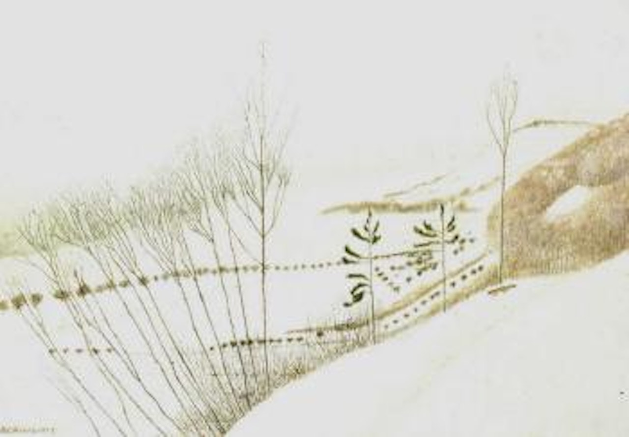 Winterlandschaft mit Fuchs - Winter landscape with a fox by Adolf Dietrich